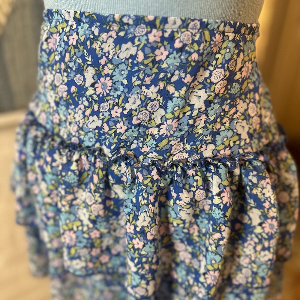 Wild Fable Blue Floral Ruffle Tiered Skirt - Picture 6 of 10
